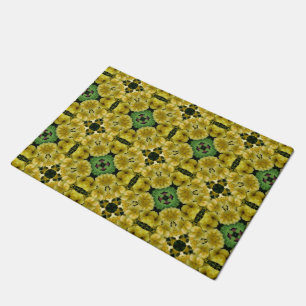Yellow Primrose Flower Abstract Art Doormat