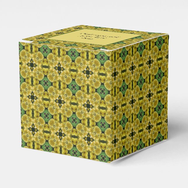 Yellow Primrose Flower Abstract Art Personalised Favour Box (Front Side)