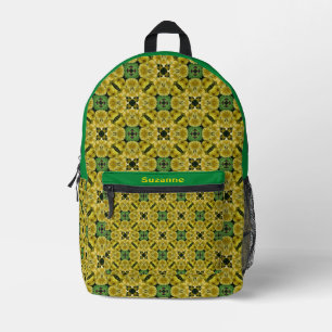 Yellow Primrose Flower Abstract Art Personalised Printed Backpack