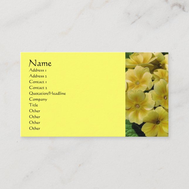 Yellow Primrose Flower Business Card (Front)
