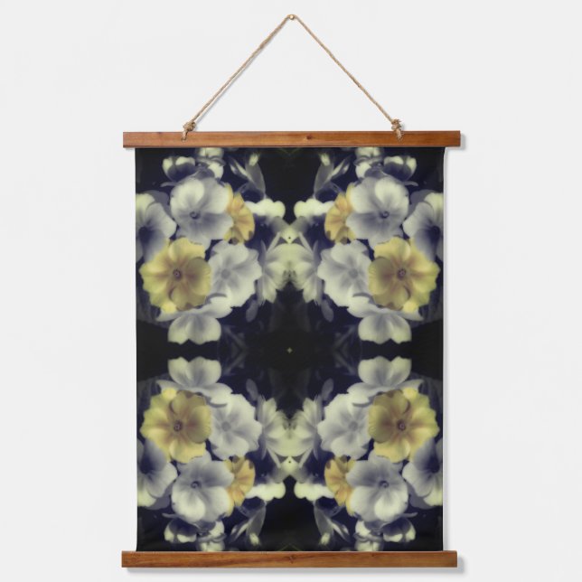 Yellow Primrose Flower Partial Colour Abstract  Hanging Tapestry (Front)