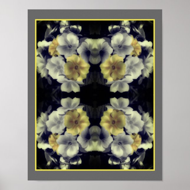 Yellow Primrose Flower Partial Colour Abstract Poster (Front)