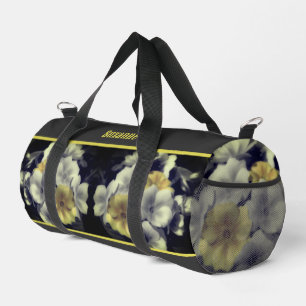 Yellow Primrose Flower Partial Colour Personalised Duffle Bag