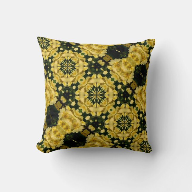 Yellow Primrose Flowers Abstract Design Pillow (Front)