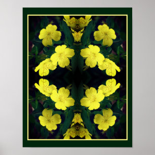 Yellow Primrose Flowers Abstract Poster