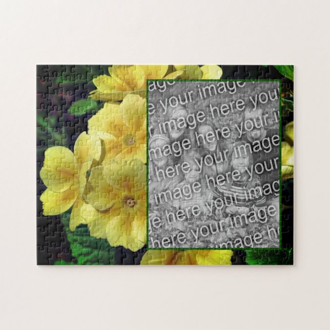 Yellow Primrose Flowers Add Your Photo  Jigsaw Puzzle (Horizontal)
