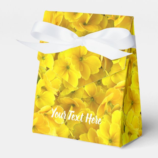 Yellow Primrose Flowers Pattern Favour Box (Front Side)