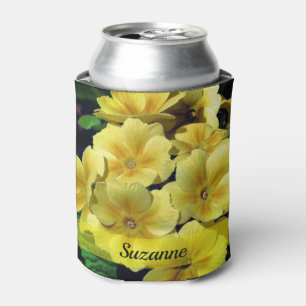 Yellow Primrose Flowers Personalised Can Cooler