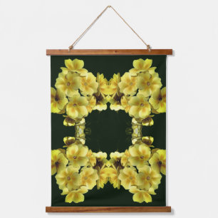 Yellow Primrose Spring Flowers Abstract Hanging Tapestry