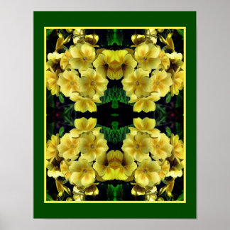 Yellow Primrose Spring Flowers Abstract   Poster