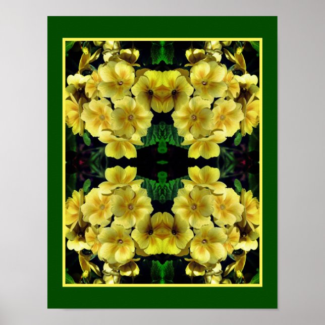 Yellow Primrose Spring Flowers Abstract   Poster (Front)