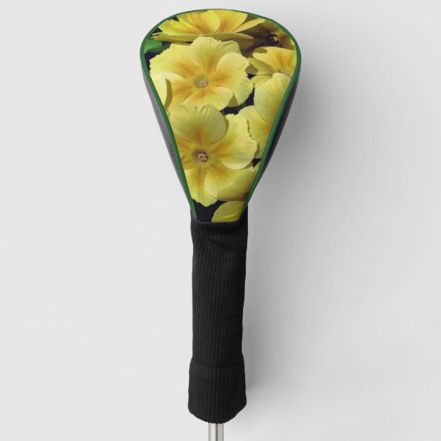 Yellow Primrose Spring Flowers Close Up Golf Head Cover (Front)