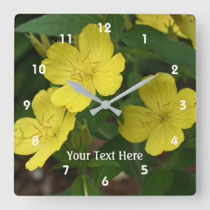 Yellow Primrose Spring Flowers Personalised Square Wall Clock