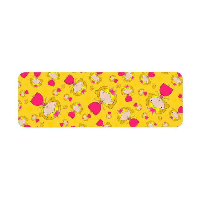 Yellow princesses and stars return address label (Front)