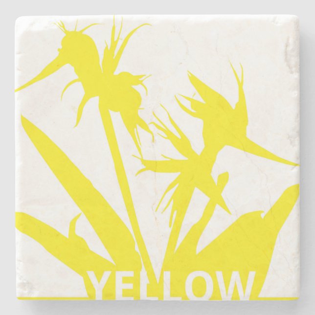 YELLOW - Prisons with Flower of Paradise in Yellow Stone Coaster (Front)
