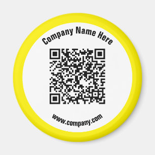 Yellow Promotional Business Name QR Code Magnet