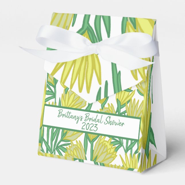 Yellow Protea Original Floral Design Favour Box (Front Side)