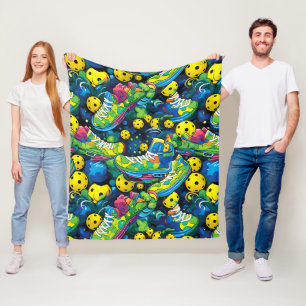 💛Yellow Psychedelic pickleballs Fleece Blanket
