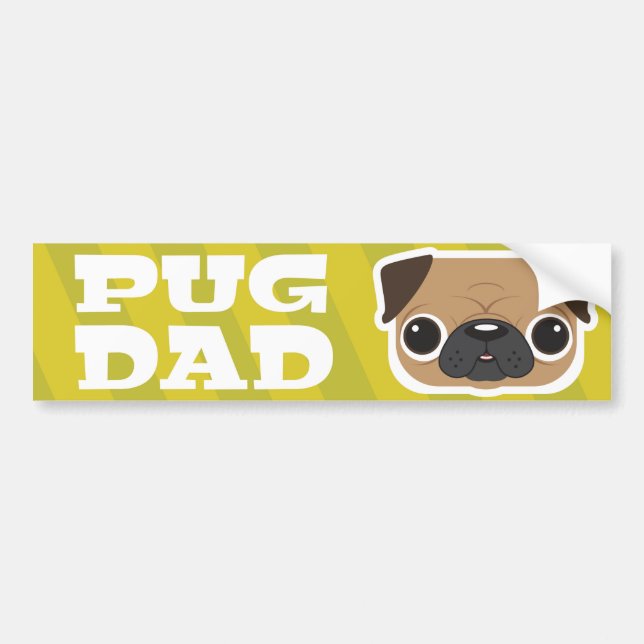 Yellow Pug Dad Bumper Sticker (Front)