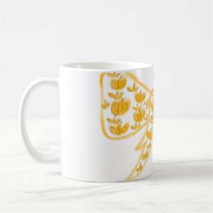 Yellow pumpkin bow happy Halloween add name text Coffee Mug