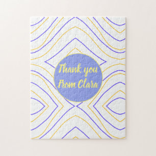 Yellow purple add name thank you title lines curve jigsaw puzzle