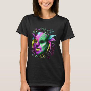 Yellow Purple And Green Mask For Mardi Gras T-Shirt