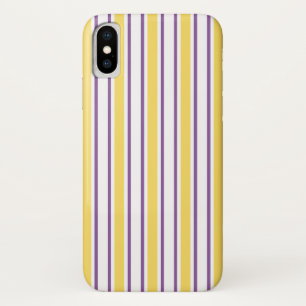 Yellow, purple and white candy stripes iPhone x case