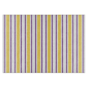 Yellow, purple and white candy stripes cutting board