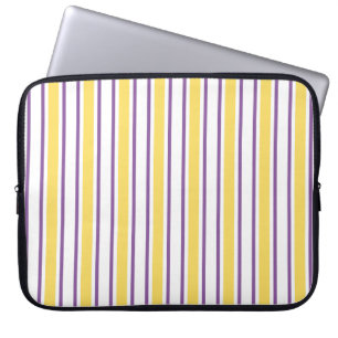 Yellow, purple and white candy stripes laptop sleeve