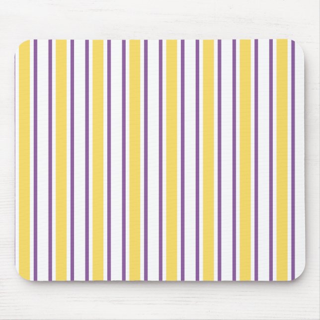 Yellow, purple and white candy stripes mouse pad (Front)