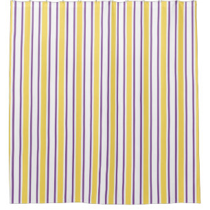 Yellow, purple and white candy stripes shower curtain
