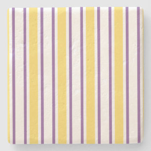 Yellow, purple and white candy stripes stone coaster