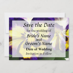 Yellow Purple and White Pansies Save Date Save The Date