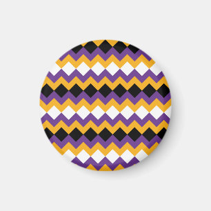 Yellow, Purple, Black and White Zigzag Chevron Magnet