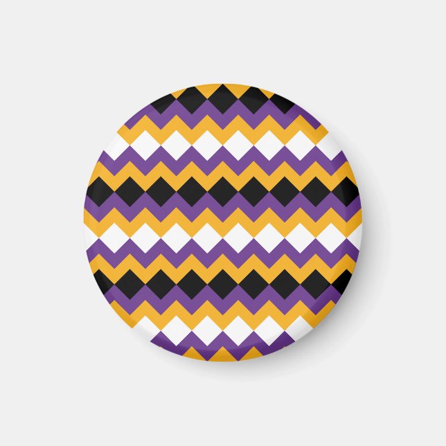 Yellow, Purple, Black and White Zigzag Chevron Magnet (Front)