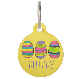 Yellow Purple Blue Easter Egg Hunt Painted Eggs Pet Tag