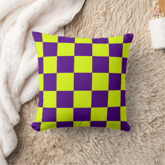 Yellow Purple Checkerboard Pillow
