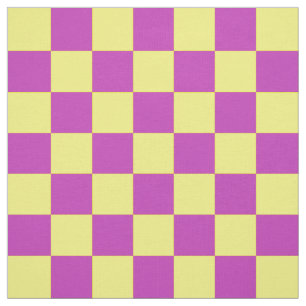 Yellow Purple Chequered Pattern Textile Fabric