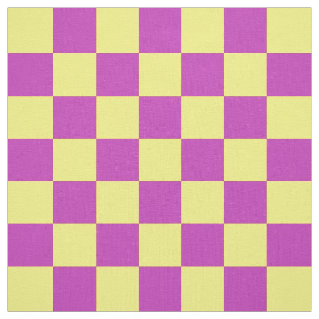 Yellow Purple Chequered Pattern Textile Fabric (Swatch)