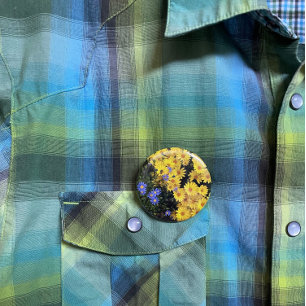 Yellow & Purple Daisies Button