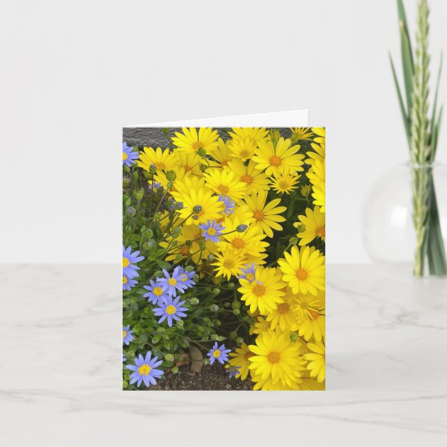Yellow & Purple Daisies Personalised Greeting Card (Front)