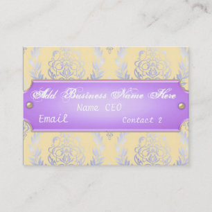 Yellow & Purple Damask Business Card