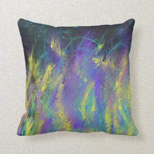 Yellow Purple Flames Painting & 'Yahweh' Word Art Cushion