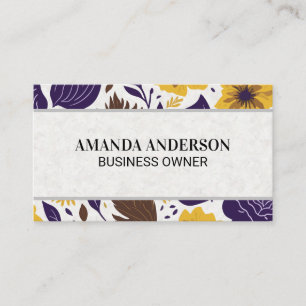 Yellow Purple Floral Pattern Business Card