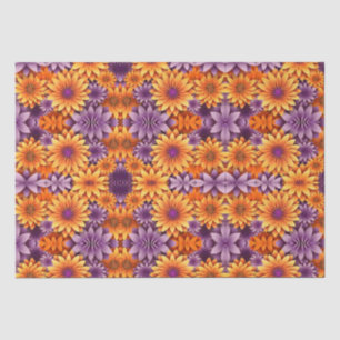 Yellow Purple Flowers Tissue Paper