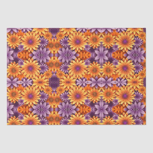 Yellow Purple Flowers Tissue Paper (Front)