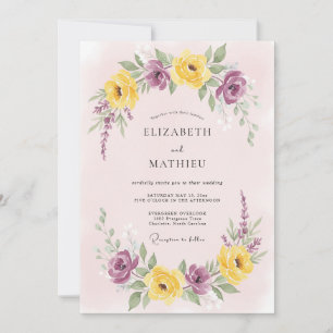 Yellow Purple Gleaming Spring Wedding Invitation