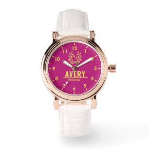 Yellow Purple gold vintage name monogram initials Watch