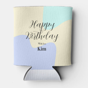 Yellow purple green happy birthday abstract pastel can cooler