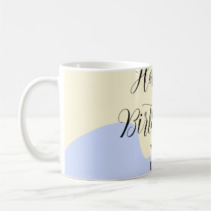 Yellow purple green happy birthday abstract pastel coffee mug